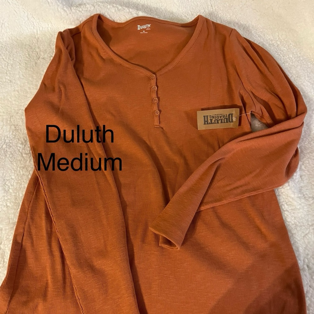 Duluth Trading Co Women's Orange Button Down Shirt